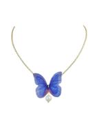 Romwe Blue Butterfly Charm Necklace For Women