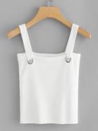 Romwe Ring Detail Ribbed Cami Top