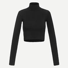 Romwe Solid High Neck Tee