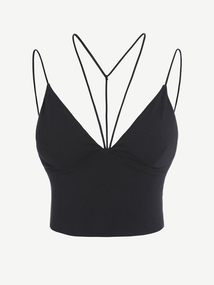 Romwe Strappy Detail Crop Cami Top