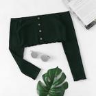 Romwe Off Shoulder Button Decoration Tee