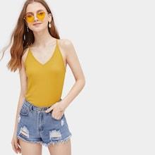 Romwe Ribbed Cami Crop Top