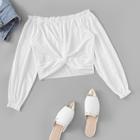 Romwe Twist Front Off The Shoulder Tee