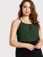 Romwe Button Keyhole Back Box Pleated Cami Top