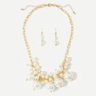 Romwe Faux Pearl Chain Necklace & Earrings Set