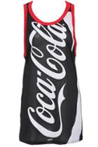Romwe Coca Cola Print Mesh Panel Black Vest