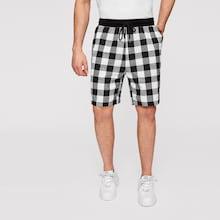 Romwe Guys Solid Drawstring Waist Gingham Shorts