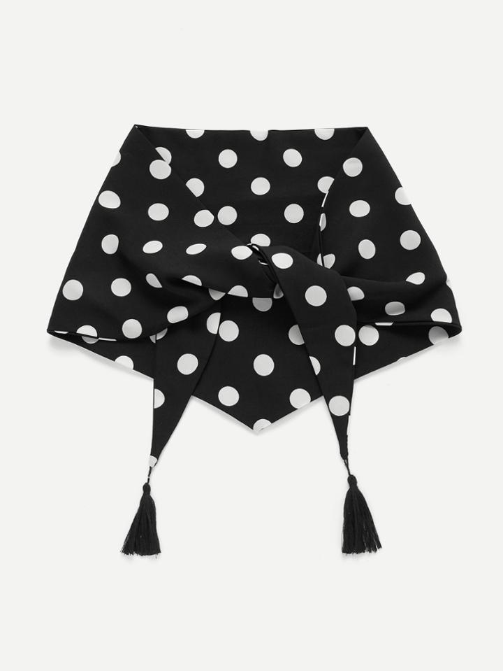 Romwe Dot Print Twilly Scarf With Tassel
