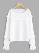 Romwe Tiered Frill Trim Tee