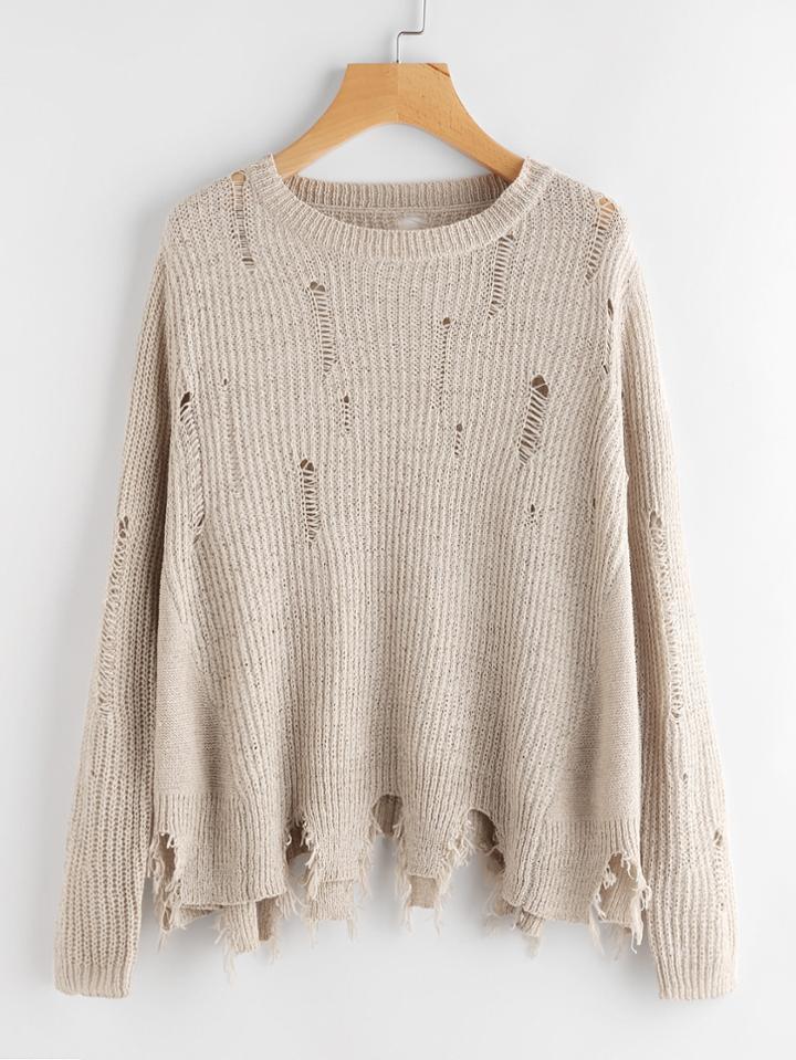 Romwe Shredded Rips Detail Jumper