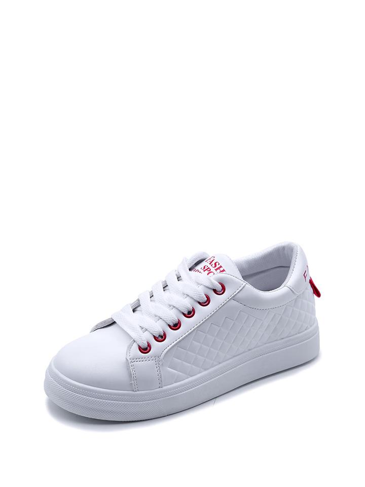 Romwe Quilted Lace Up Low Top Sneakers