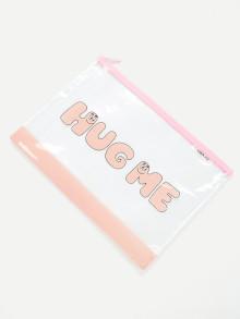 Romwe Letter Print File Bag
