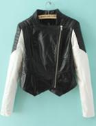 Romwe Colour-block Zipper Crop Jacket