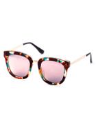 Romwe Multicolor Frame Metal Trim Sunglasses
