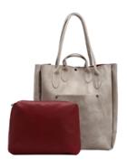 Romwe Square Tote Bag With Contrast Inside Bag - Grey