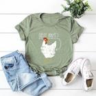 Romwe Chicken And Letter Print Tee