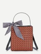 Romwe Bow Tie Decorated Pu Shoulder Bag