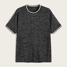Romwe Guys Short Sleeve Striped Marled Tee