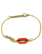 Romwe Gold Plated Enamel Red Mouth New Fashion Bracelet