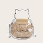 Romwe Clear Satchel Bag With Woven Inner Pouch