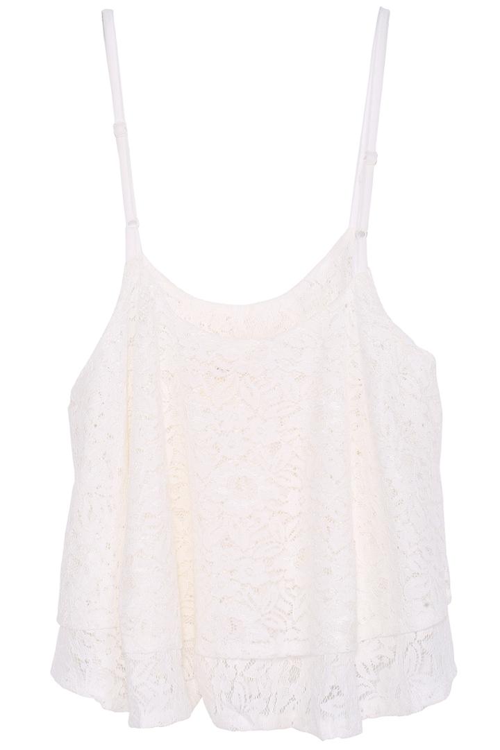 Romwe Double Lace Layer White Camisole