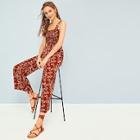 Romwe Ditsy Floral Shirred Cami Jumpsuit