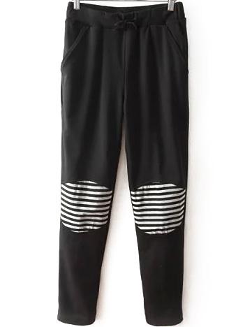 Romwe Drawstring Contrast Striped Pockets Pant