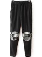 Romwe Drawstring Contrast Striped Pockets Pant