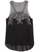 Romwe Dip Hem Embroidered Black Vest