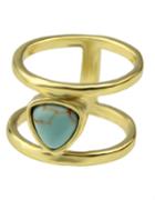 Romwe Blue Turquoise Round Metal Rings