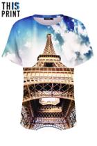 Romwe This Is Print Eiffel Tower Print T-shirt