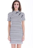 Romwe Short Sleeve Striped Pencil Dress