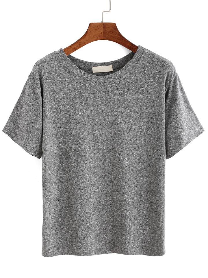Romwe Crew Neck Grey T-shirt