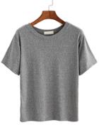 Romwe Crew Neck Grey T-shirt
