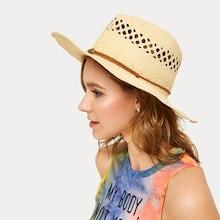 Romwe Woven Rope Decor Hollow Fedora