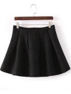 Romwe Vintage Flare Lace Black Skirt