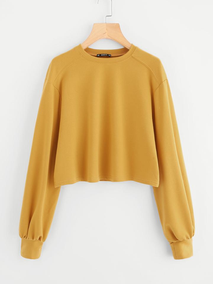 Romwe Drop Shoulder Solid Pullover