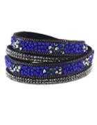 Romwe Blue Beads Multilayers Women Wrap Bracelet Jewelry