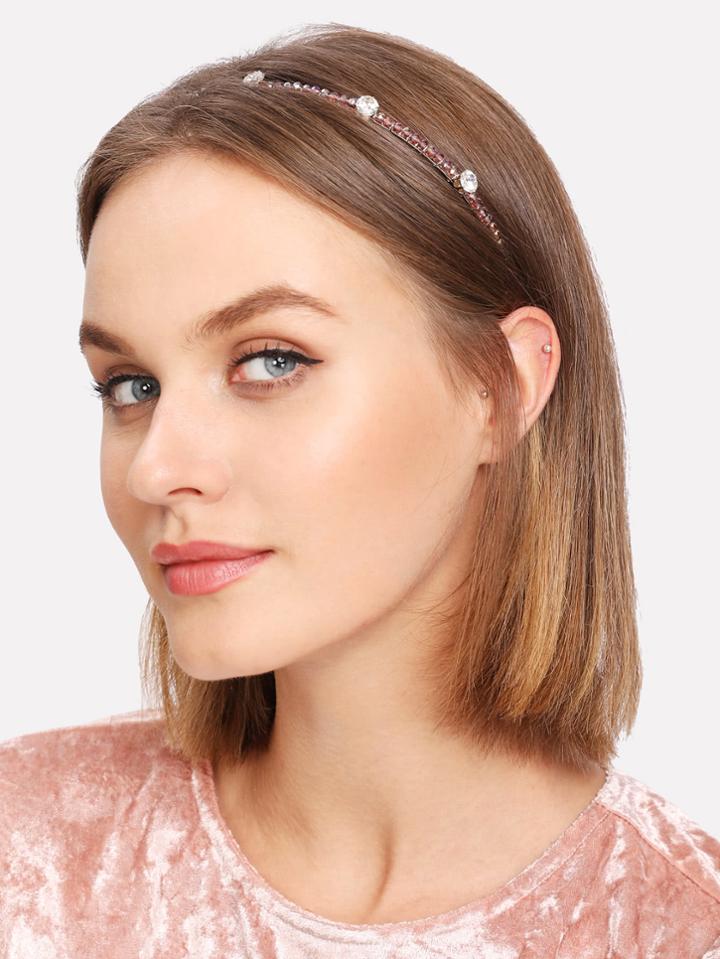 Romwe Beaded & Rhinestone Headband