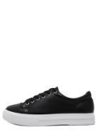 Romwe Black Round Toe Lace Up Sneakers