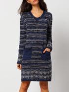 Romwe V Neck Striped Sweater Dress With Pocket
