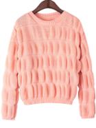 Romwe Puff Sleeve Pink Sweater