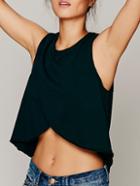 Romwe Wraped Crop Black Tank Top