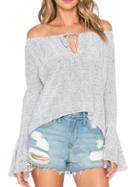 Romwe Off The Shoulder Bell Sleeve Crop Blouse