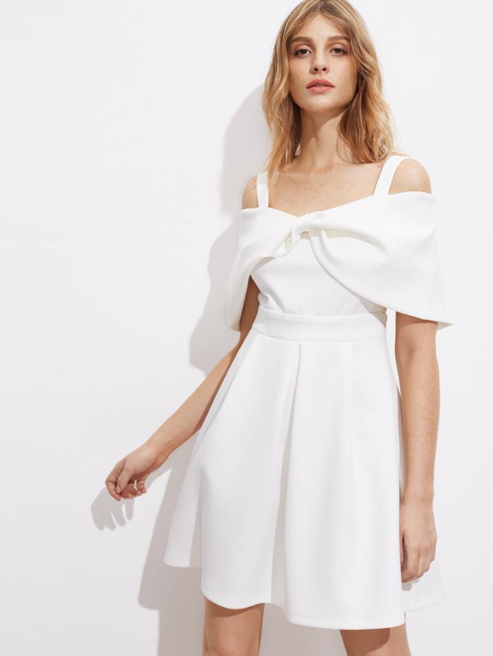Romwe Twist Front Fold Over Box Pleated Dress