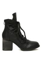 Romwe Shoelace Pu Sheer Black Boots