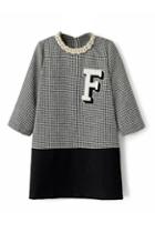 Romwe Weaved Collar Houndstooth Knitted Color Block Dress