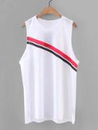 Romwe Striped Panel Sleeveless Top