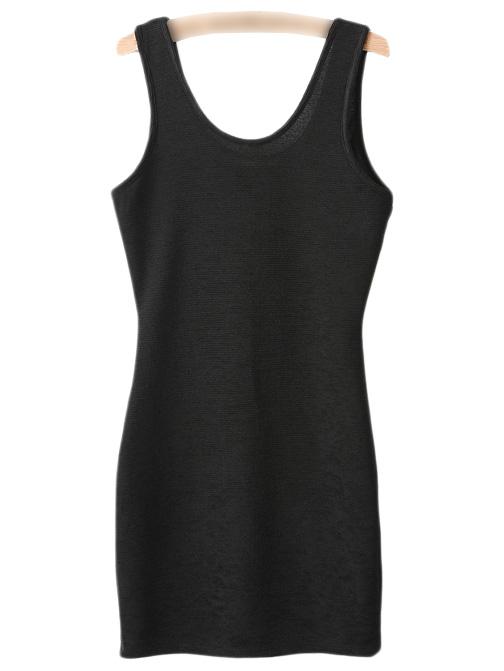 Romwe Black Round Neck Sleeveless Sheath Dress