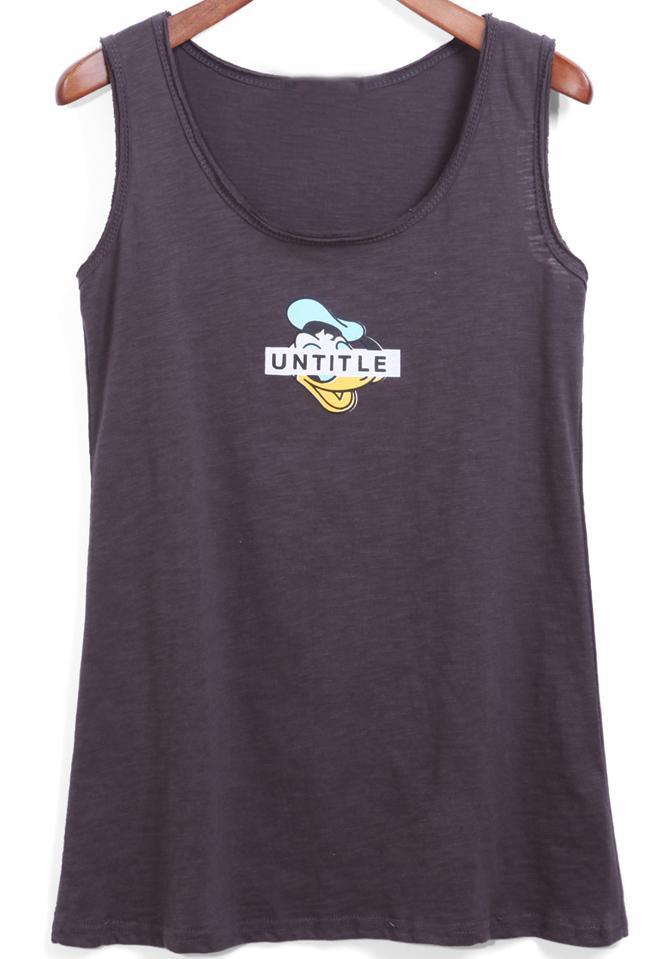 Romwe Donald Duck Print Tank Top